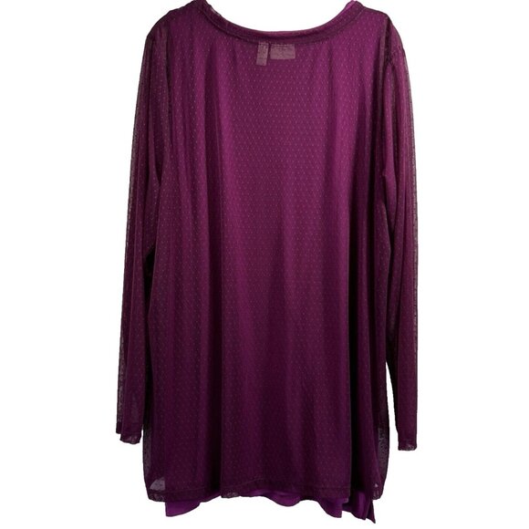 LOGO Lori Goldstein Two Piece Set Tank & Sheer Overlay Top XL Purple Pink L/S - Picture 3 of 11